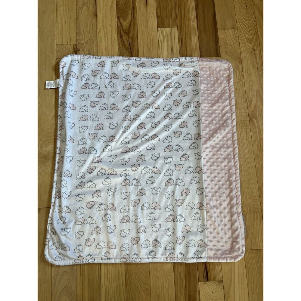 Blankets & Beyond Baby‎ Blanket Elephants Gray Pink White Plush Soft Fleece